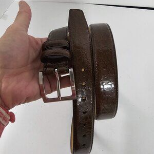 Belk Saddlebred Belt Mens Brown Croc Embossed Casual Office Size 44 NWT